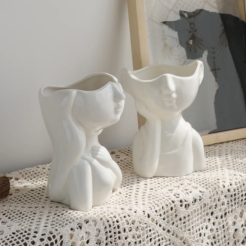 Wholesale  modern white ceramic vases for home decor porcelain ceramic vase