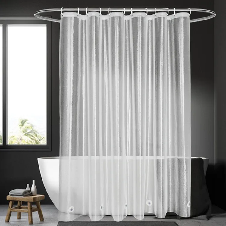 Latest Design Bathtub Decoration 3D Silk Stripe Translucent Shower Curtain For Bathroom