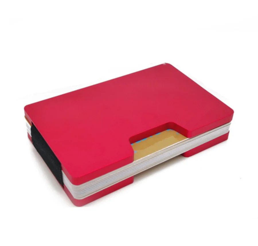 RFID Blocking Card Holder Space Grade Lightweight Aluminum Quick Card Access Storage With Premium Stretch Weave Elastic Rope