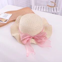 Summer Straw Beach Hat for Kids New Fashion Outdoor Wide Brim Sun Hat Sunscreen Children Straw Hats