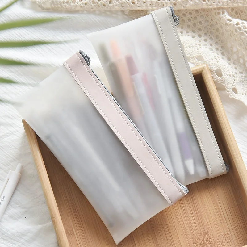 Creative cute frosted translucent pencil case TPU zipper pencil bag pencil pouch stationery supplies for school office
