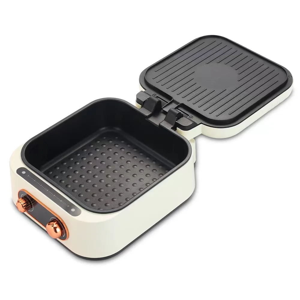 New Mini 2 in 1 Electric Hot Pot with BBQ Grill 1800W Multifunction Portable Split Pot Smokeless Barbecue Grill