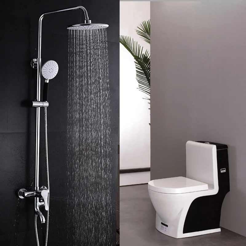 Chrome shower System With Rainfall bathtub Handheld Shower Head thermostatic Brass mixer shower Faucet set