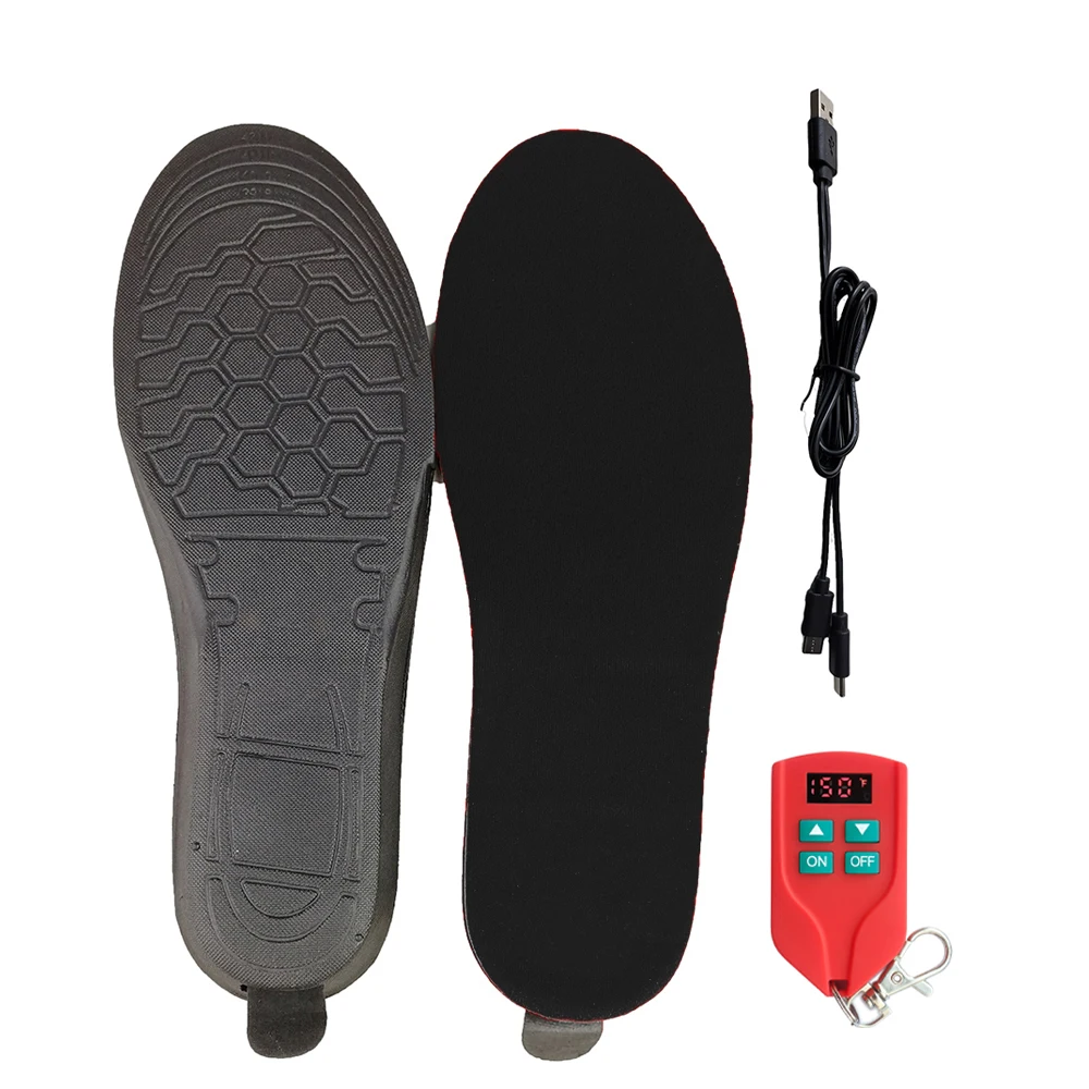 USB Heated Insoles Feet Warm Pad Three Modes Remote Control  Warm Thermal Insoles  Outdoor Sports Unisex