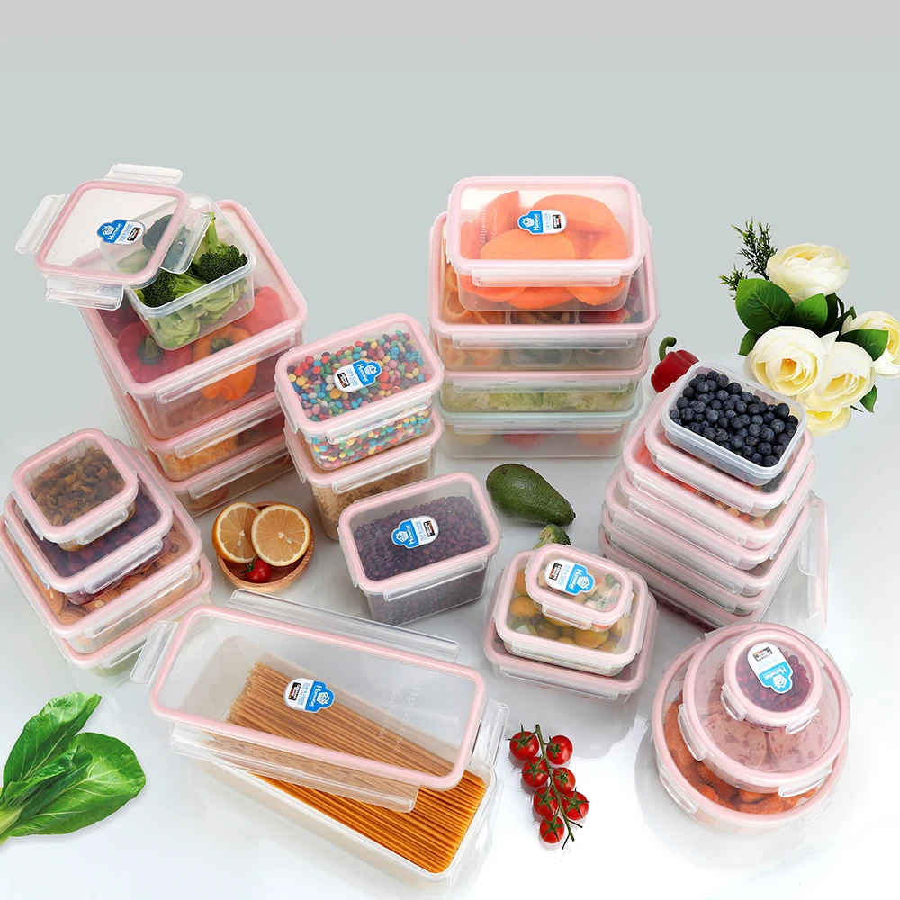 Контейнеры для пищевых продуктов зажимы и закрывают 14 штук удобное надежное хранение комплексное решение хранения кухни