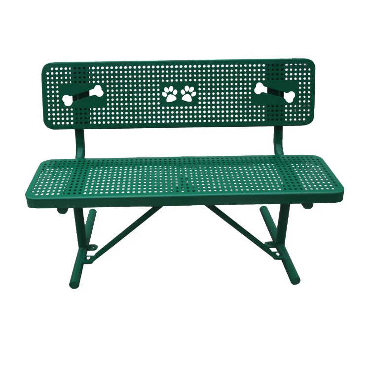 cheap outdoor furniture perforated steel bench public dog park metal bench seat outside garden patio iron chair bench with back