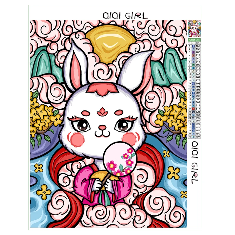 
QIQI GIRL photo custom 40x50 full diamond painting square/circle landscape animal character animation art mosaic 