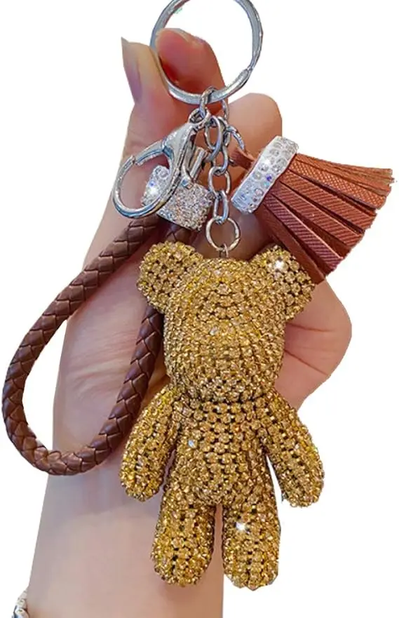 Yirun Cool Diamond Bear Design Pendant Keychain Creative Mini Claw Crane Arcade Machine Keyrings Gifts