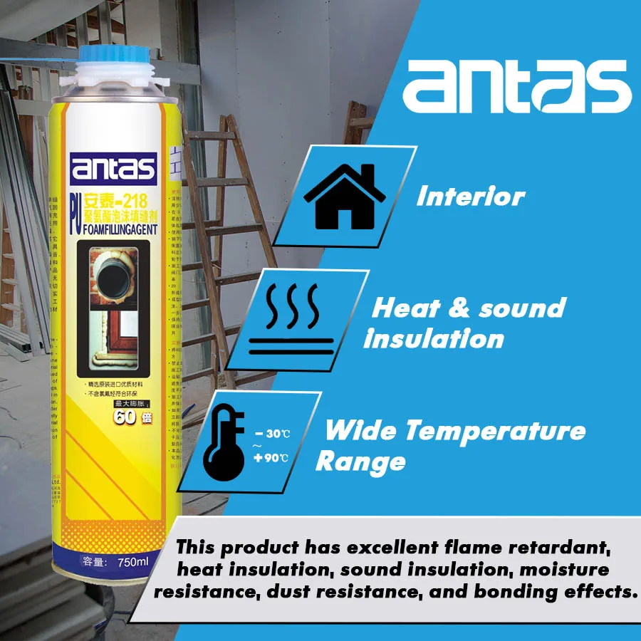 Antas 218 750Ml Floor Tile Sealing Anti-leaking Sealant Spray Glue Pu Polyurethane Foam Adhesive