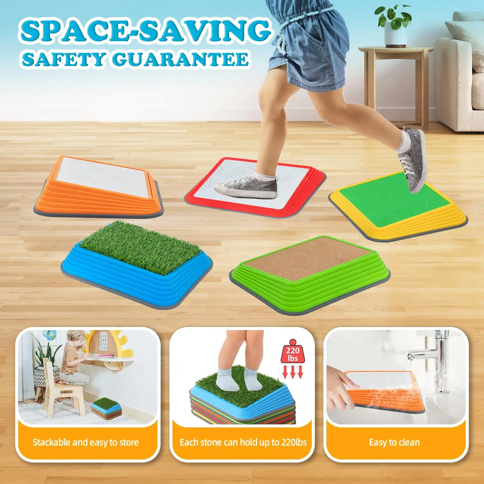 Stackable Soft Indoor Outdoor Child Colourful Toddler Plastic Gym Toy Balance Beam Stepping Stone For Kid