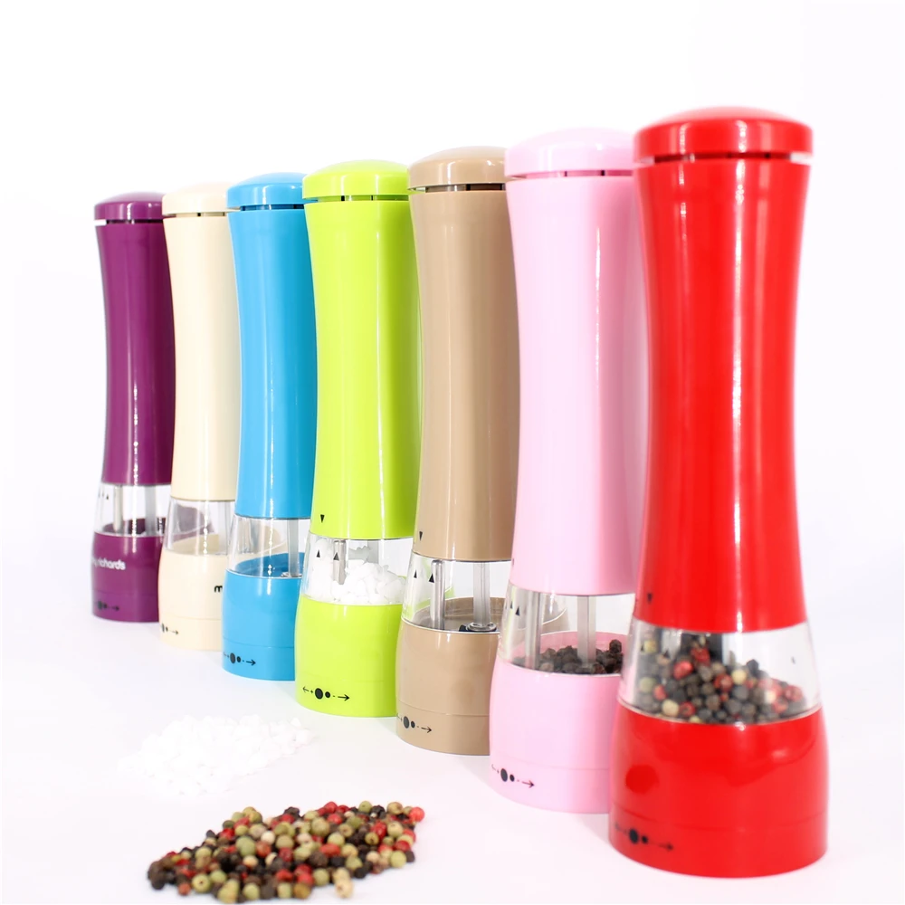 
electric round colorful salt pepper grinder/new plastic pepper mill 
