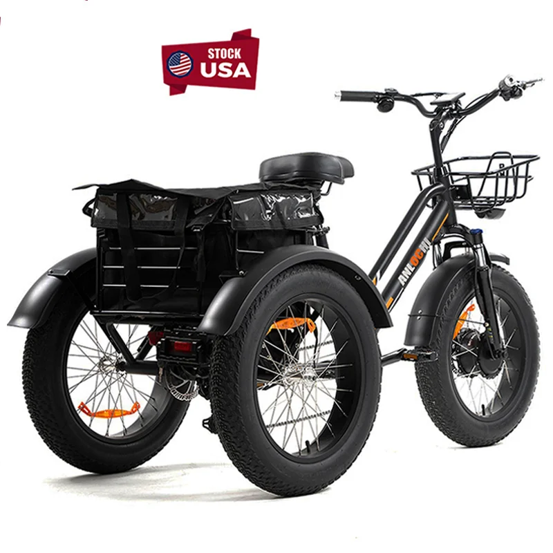 ANLOCHI China factory Stock 20inch bafang 750w ebike 3 wheels electric tricycle bike for adult