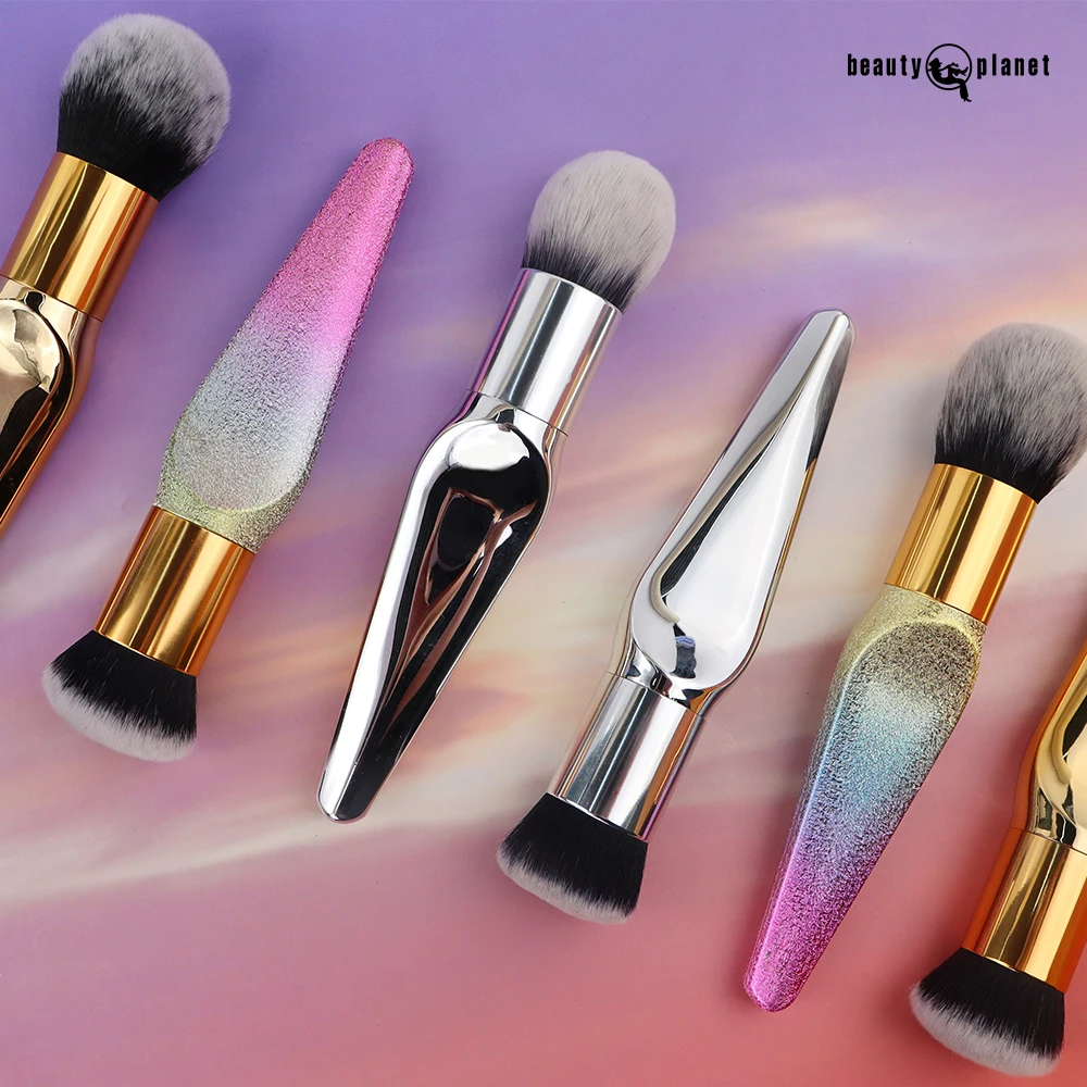 Beauty Planet Custom Logo High Quality Private Label Gold Scepter Kabuki Makeup Single Liquid Big Blush Powder Makeup Brush