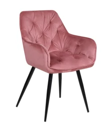 Free Sample Wholesale Design Room Furniture Nordic Velvet Modern Luxury Pink Upholstered Italian Dining Chair With Arms