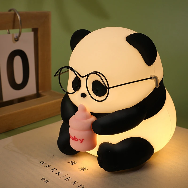 Перезаряжаемый USB новый продукт оптовая цена ночник panda rgb с регулируемым временем светодиодный милый силиконовый светильник