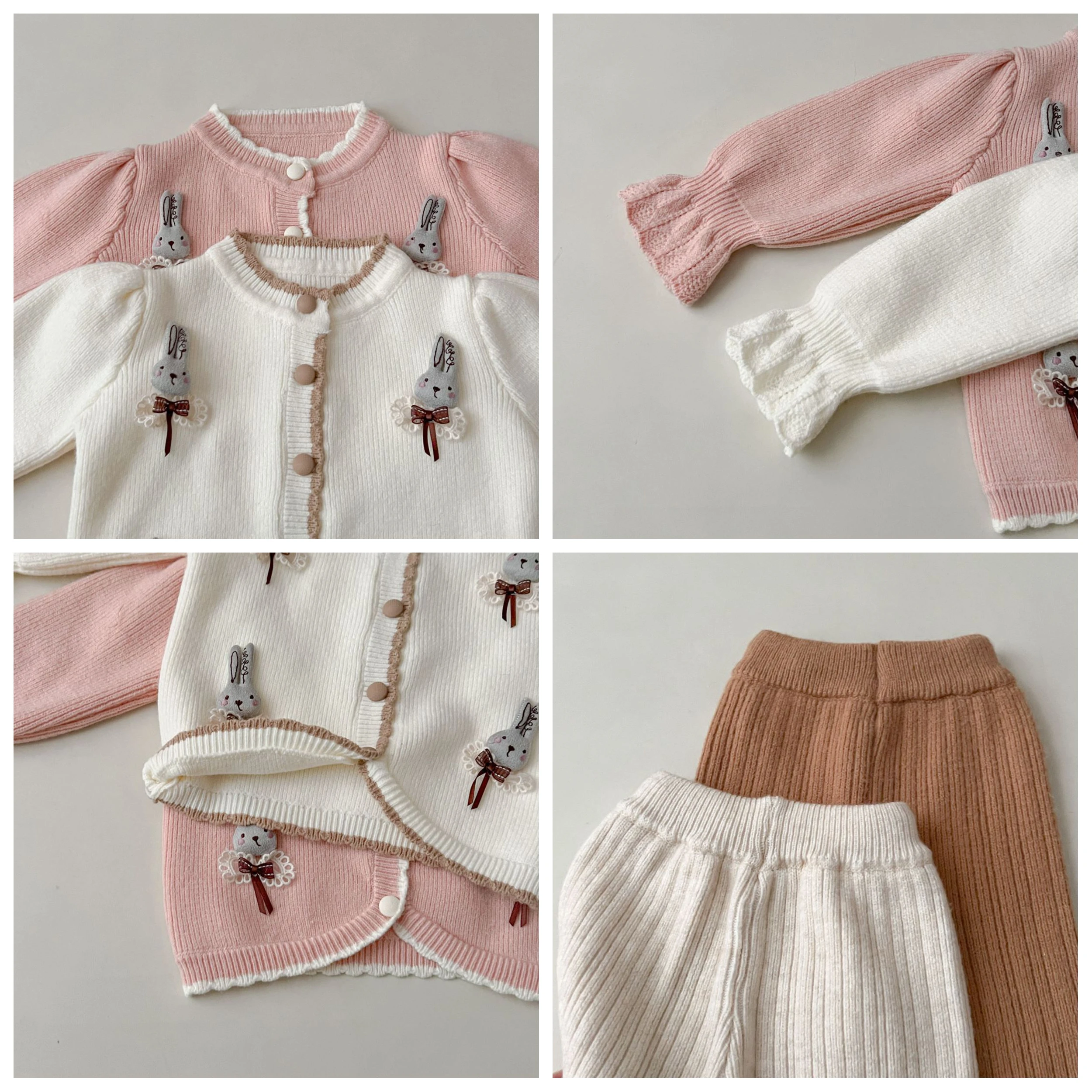 Baby Girls Sweaters Suits Autumn Winter cute Pattern Knitted Pullover Thick Sweater Tops+Pants 2Pcs girls clothing sets 12 years