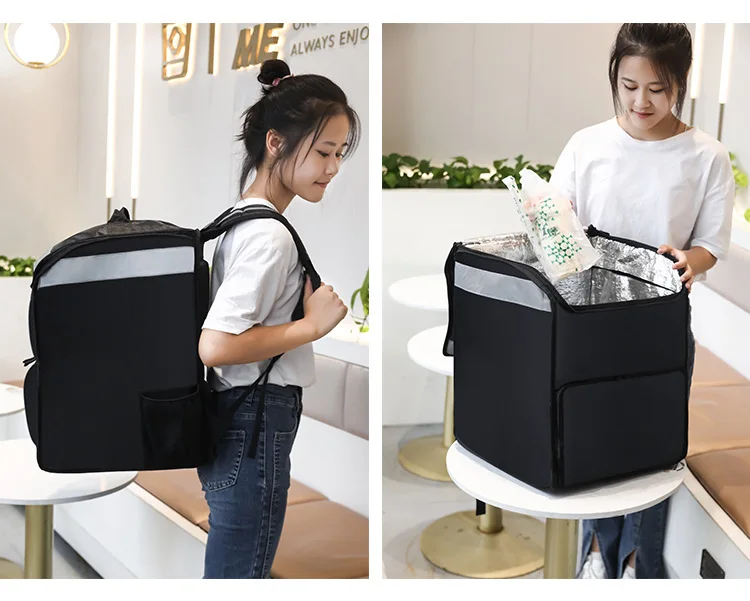 Wholesale Large Capacity Pizza Rider Delivery Bag Thermal Delivery Backpack High Quality Takeaway Insulated Food Cooler Bag
