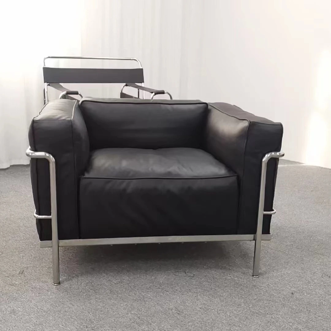Modern  Living Room Couch Leather  Sofa Metal Stainless Steel Structure Leisure Sofa Single-seat 2 3 Seats Sofa