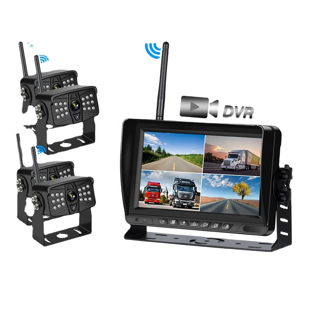Wireless Backup Camera Kit 7 Inch HD Monitor Digital Wireless Signal HD 1080P Image Waterproof Rear/Front View Camera for Truck