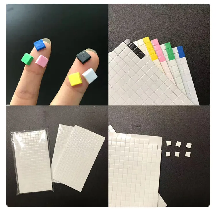 3mm Thickness Handmade Small Little Squares Multi Colors 5 Sheets Packing Double Sided Adhesive square Eva Foam Sheet