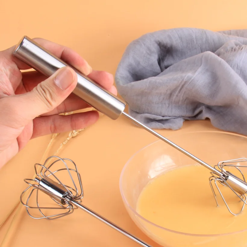 
Home Kitchen Accessories Tools Semi-automatic Beater Stainless Steel Whisk Manual Hand Mixer Self Turning Stirrer Egg Beater 