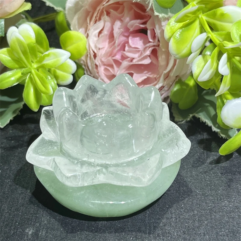 Wholesale good quality crystal carving clear quartz lotus flower crystal flowers for sale