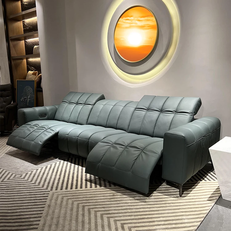 Guangdong Foshan furniture manufacturer wholesale customized modern sectional modular electric power leather recliner sofa set