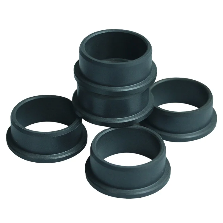 Black Derlin POM Plastic Flanged Bush Plastic CNC Machining  POM Sleeve Bushings