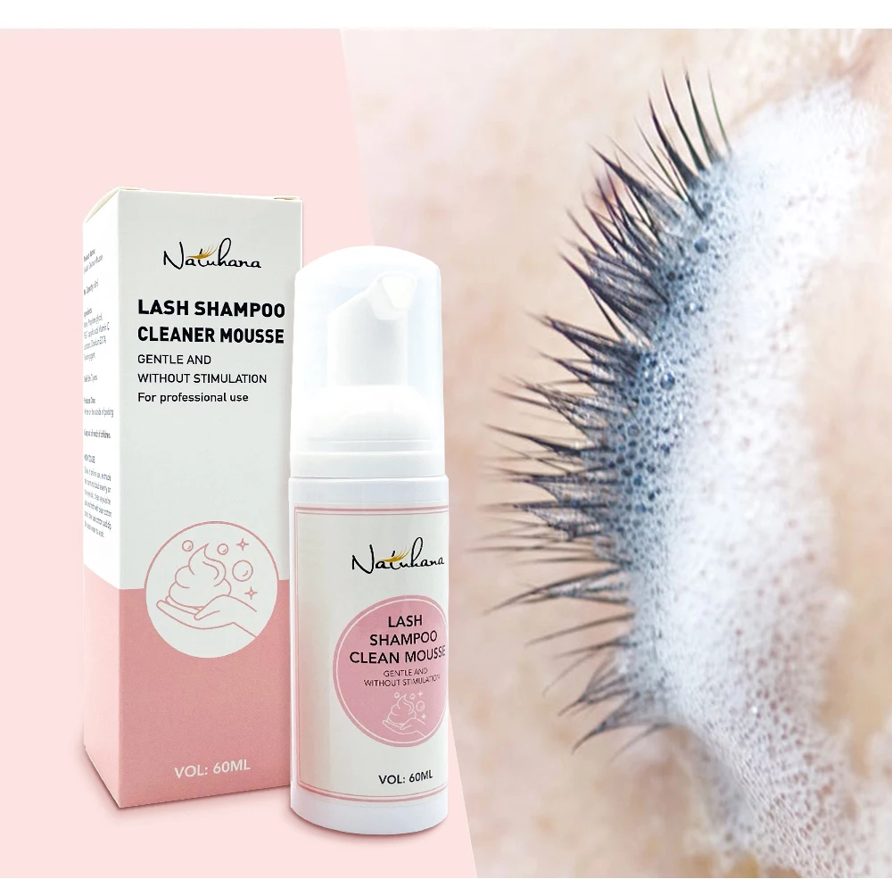 NATUHANA Private Label 60ml Lash Shampoo Lash Cleanser Foam Eyelash Mousse