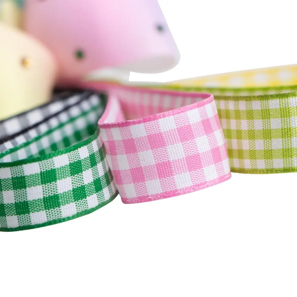 Wholesale Cheap Custom Check Gingham Tartan Plaid 100% Polyester Ribbon