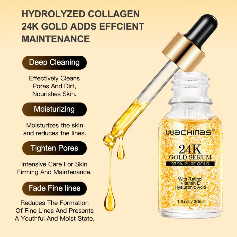 24k essence anti-aging moisturizing anti-wrinkle firming facial essence shrink pores moisturizing skin gold foil essence