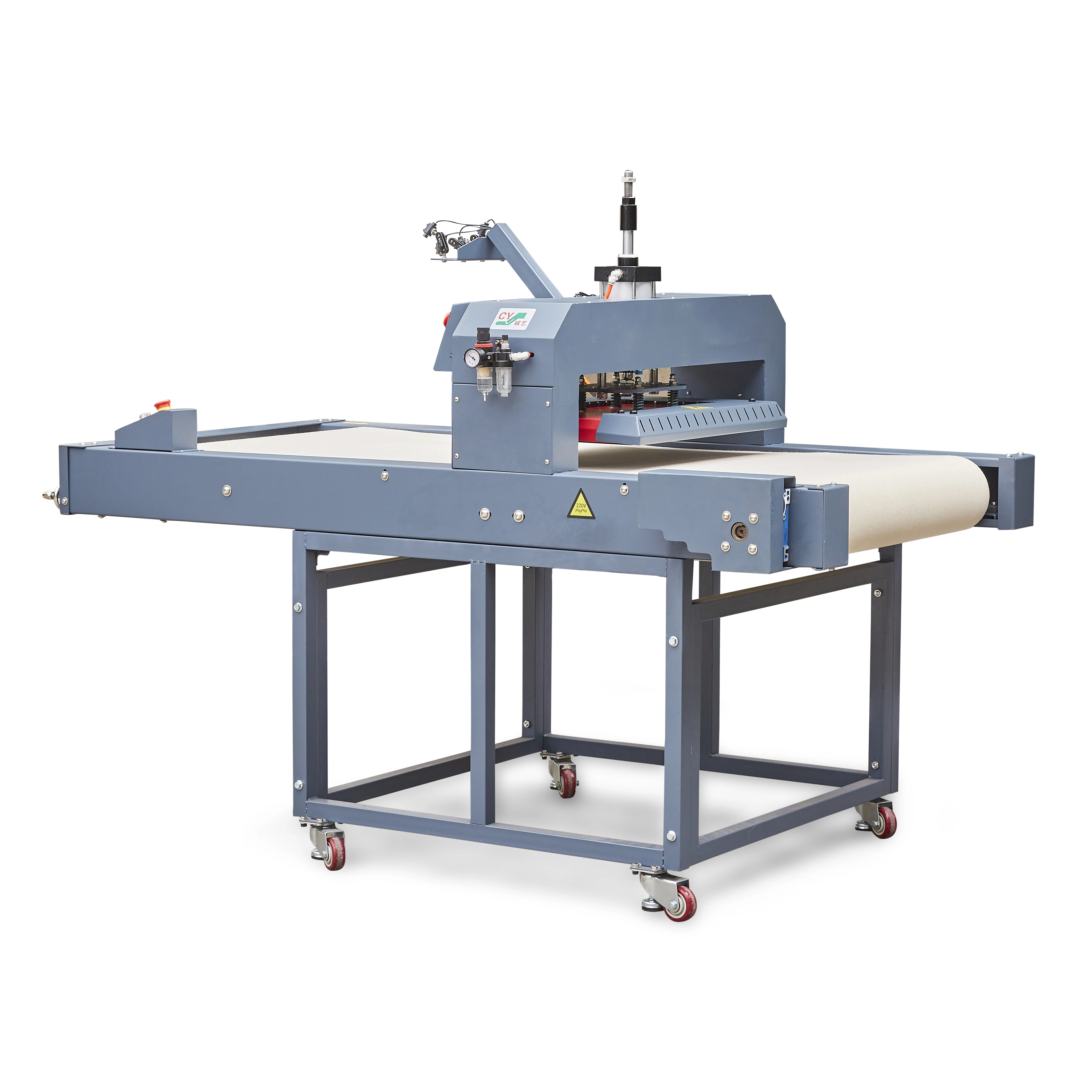 A  sublimation transfer automatic conveyor belt press ironing label heat press machine 40x60cm 50x70cm