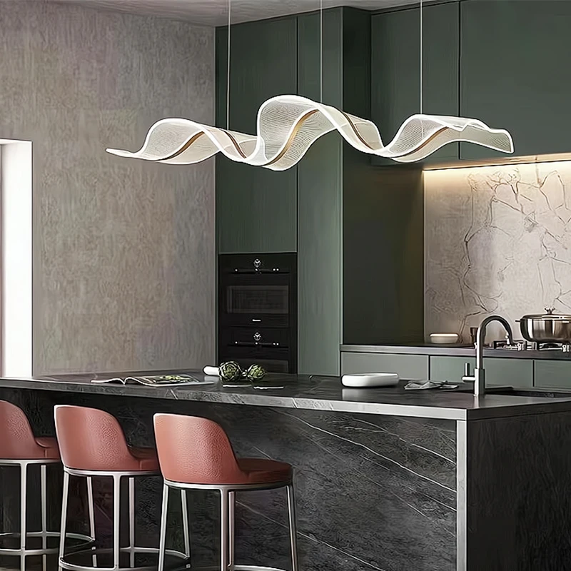 2023 New Chandelier Creative Modern Nordic  Acrylic Material Wave Chandelier Light Luxury Designer Chandelier Dining Room Bar