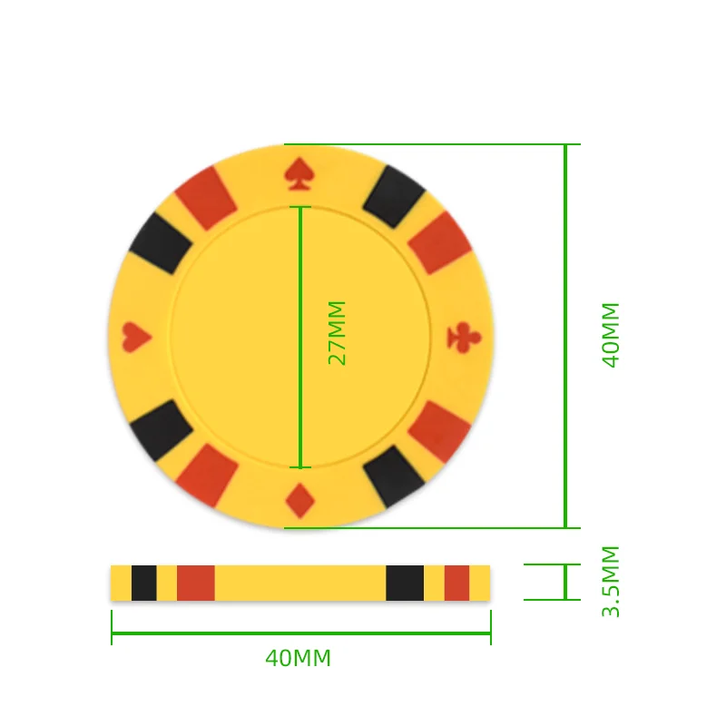 YH Wholesale Custom Printable Sticker Chip Set Clay Poker Chips With Denominations
