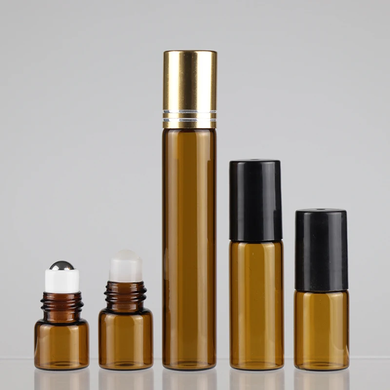 Glass Roller Bottle 1ml 2ml 3ml 5ml 10ml Roll on Bottle Amber Perfume Essential Oil Roller Bottle