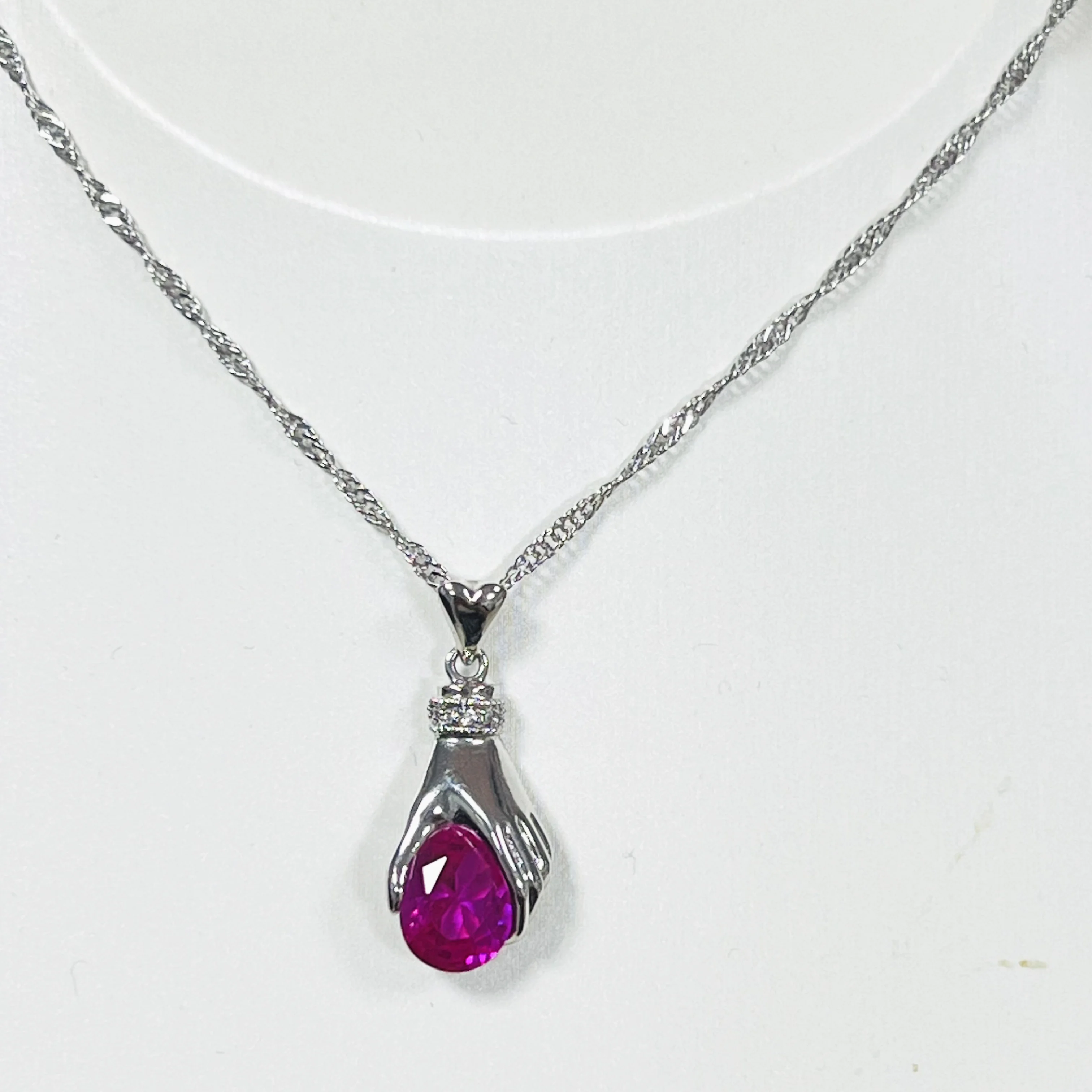 High quality platinum plated hand carved ruby necklace low price wave chain love fashion zircon necklace