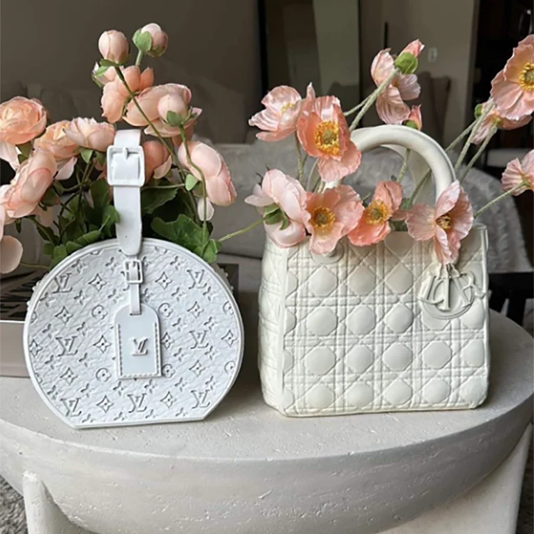 DREA Resin Flowers Bag Vase Home Decor designer Vase Bag Luxury Sculpture Gifts flower vase handbag