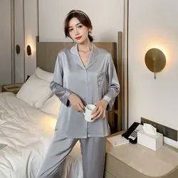 Plus size wonder adult woman womens mens satin ice silk sleepwear sleeping wears ladies couple pajamas sets 2 piece loungewear