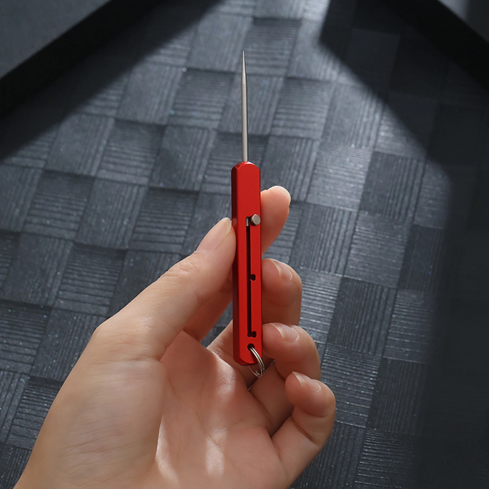 Portable Titanium Square Telescopic Toothpick Toothpick With Toothpick Holder Keychain Multi-function Fruit Fork