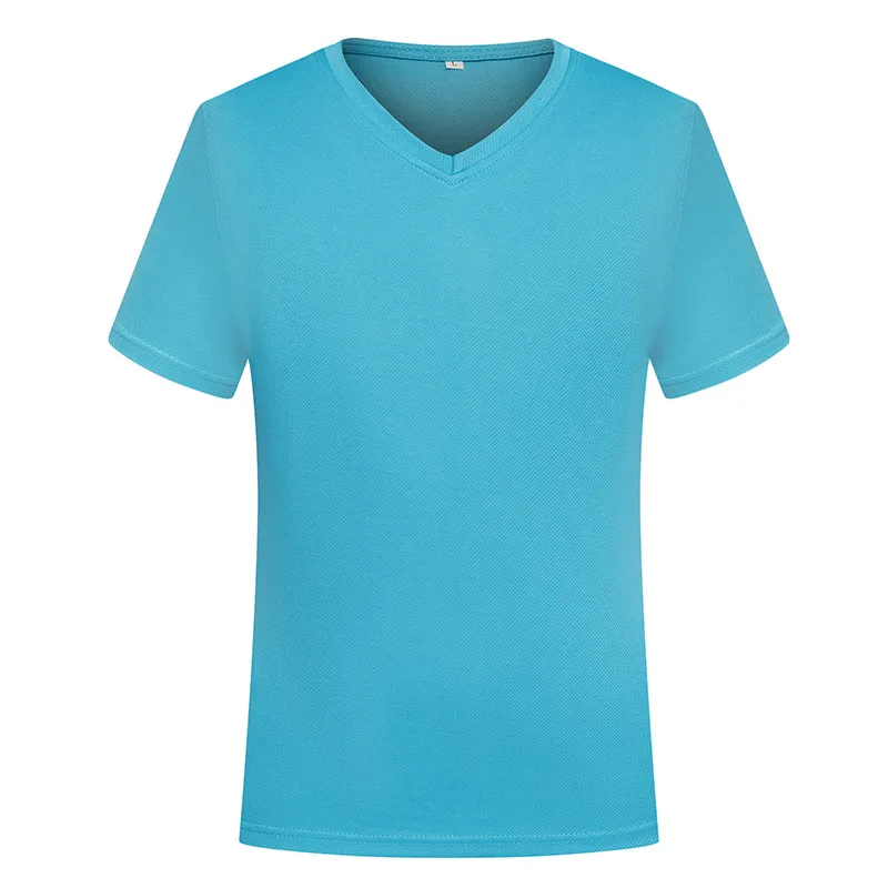 180 Gsm Polyester Breathable Sports Promotional Quick Dry T-Shirts Personnalisable 100 Polyester V Neck T Shirts Men Wholesale