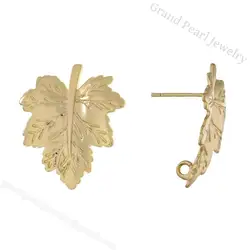 Custom Design Interesting Special Gold Plated Brass Leaf Gift Earrings For Women