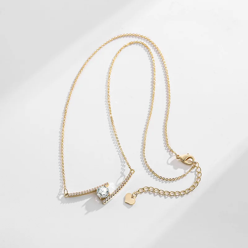 0.5CT D Color VVS Moissanite Diamond Pendant S925 Silver Moissanite Fine Chain Necklaces Simple Light Luxury Women Jewelry