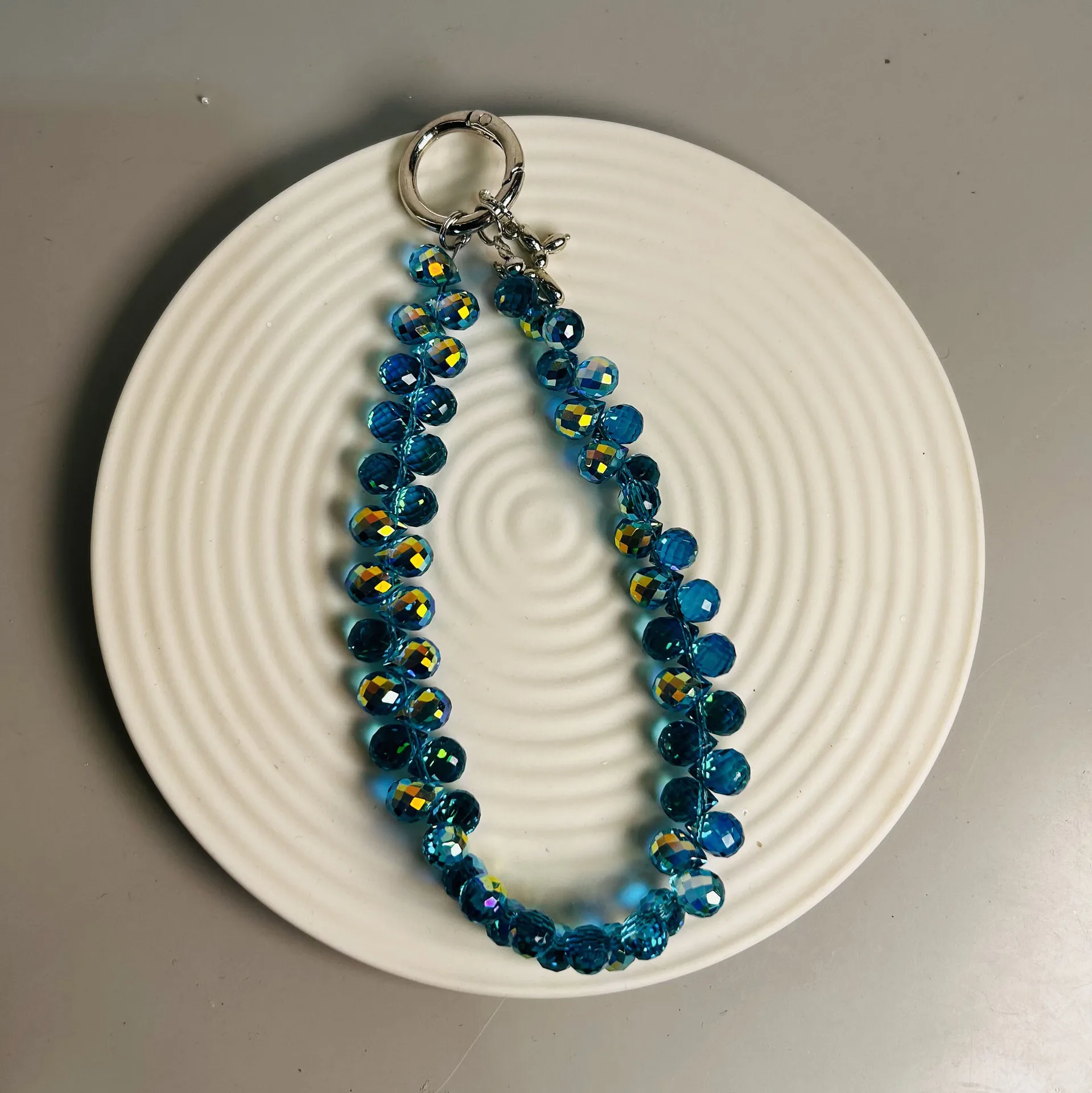 JC Crystal Strawberry Beads Cell Phone Chain Beaded Phone Case Hanging Chain Shockproof Wristband Beaded