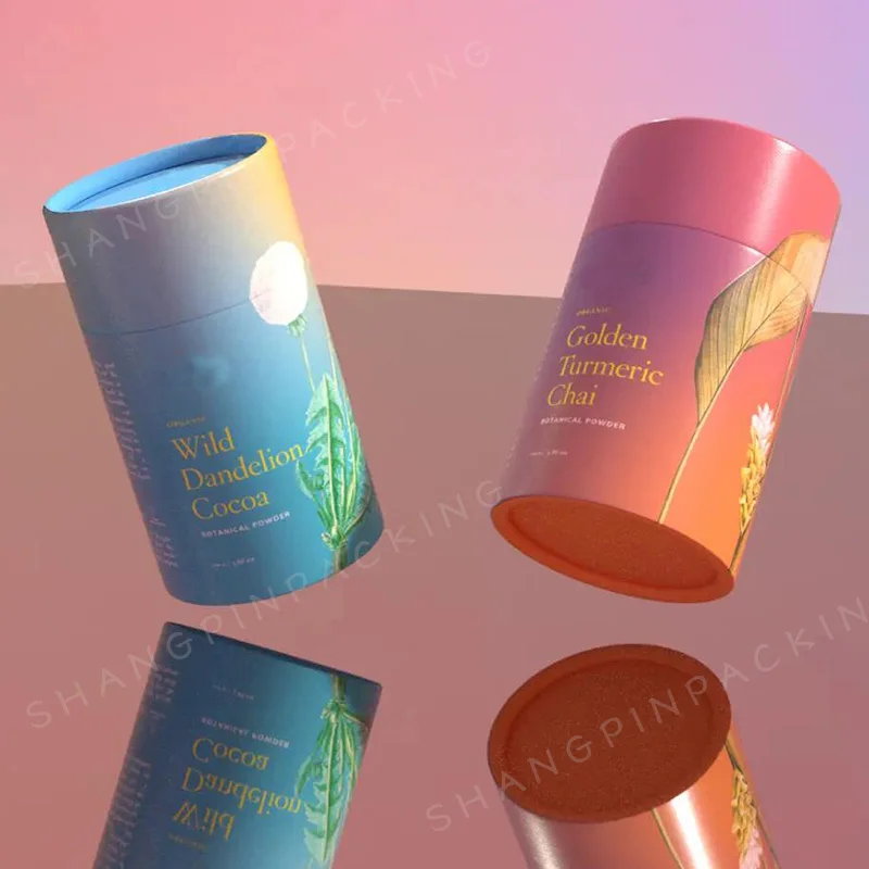 Recycled Flower Tea Packaging Compostable Kraft Paper Tube Paperboard Cylinder Packaging Tea Box