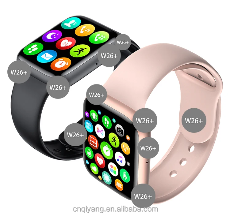 2021 Best-selling W26+ Smart Watch 6 Ecg Ppg Heart Rate Monitor Bt Call 1.75 Inch Full Touch Screen Temperature Smartwatch