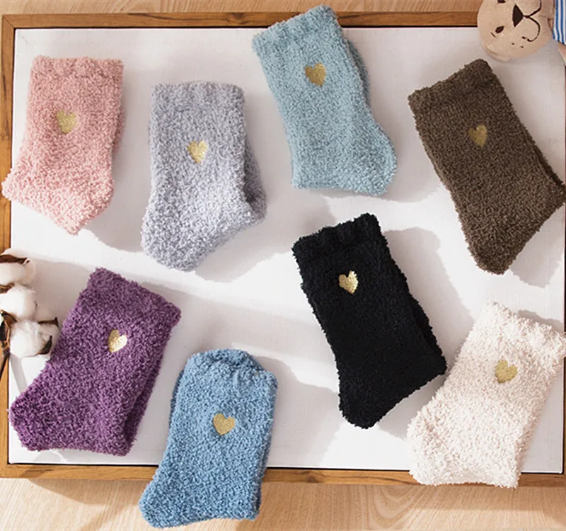 household Socks manufacturers 2024 fashion winter keep warm Embroidery lovey floor coral fleece women household Socks