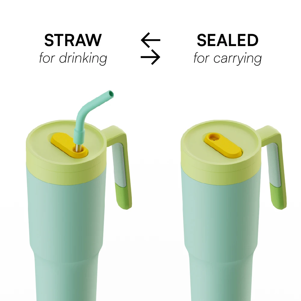 40oz Insulated Tumbler with Handle,Straw ,Fruit Infuser Stainless Steel Double Wall Sweat Proof BPA Free