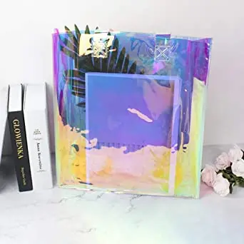 Holographic Iridescent Promotional Wholesale Custom  Color Laser Fashion Jelly Tote Shopping PVC Bag