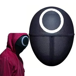 Stock 2021 tv Korean series costume retractable black masked man soldier boss cosplay Halloween face vip squid game mask