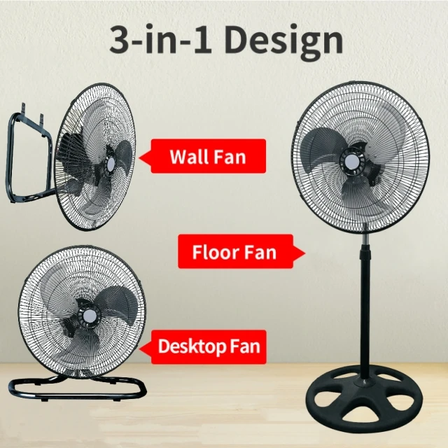 18 inch 3 in 1 ac fan ventilador Manufacturer Ac Motor Electric Cooling Pedestal Air Circulation Stand Floor Fan